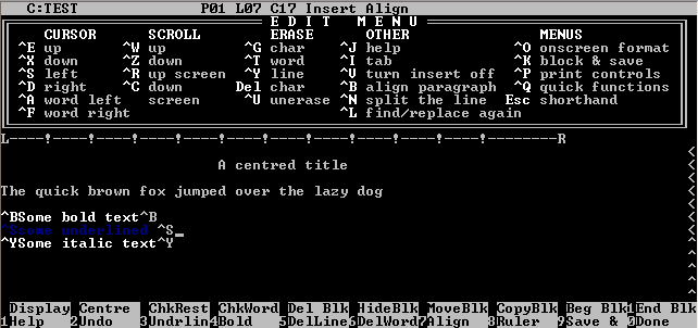 Wordstar was sheer awesomeness in the early 1990s